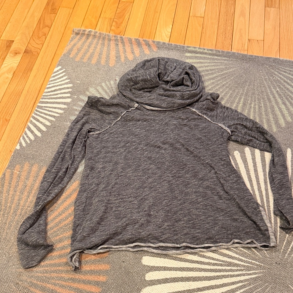 Women's Charcoal Cowl Neck Sweater - Soft Lightweight Knit